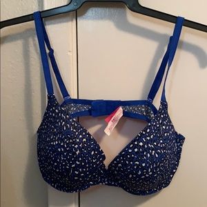 PINK VS Push-up Bra - Blue, Black, & White Leopard